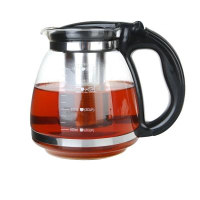 China 1500ml and 2000ml Kitchen Coffee Pot Kit Easy Sustainable Clean Glass Sustainable Glass Teapot with Plastic Handle for sale