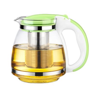 China Various Color Sustainable Capacity Large Transparent Teapot Set Eco - Friendly Glass Teapot for sale