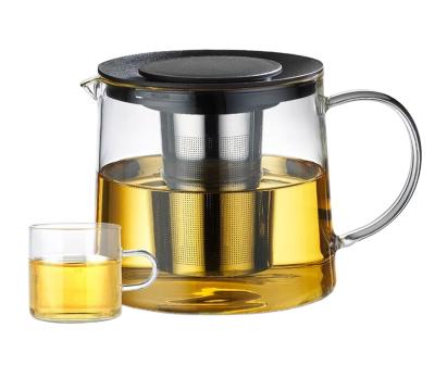 China Sustainable Houseware High Quality Handmade Teapot 600ml 1000ml 1500ml Borosilicate Coffee Transparent Teapot for sale