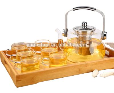 China High Quality Viable Heat Resistant Pyrex Glass Teapot Direct Fire Borosilicate Kettle Tea Glass Teapot for sale