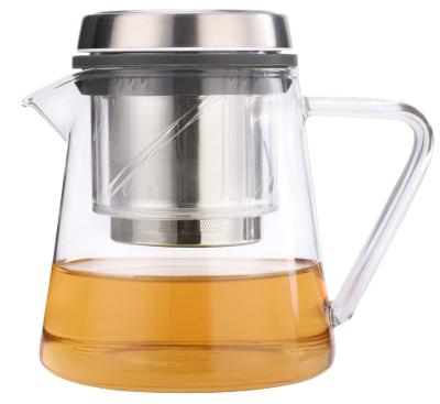 China Fashion Twist-off Lid Borosilicate Glass Sustainable Design Hand-Blown Teapot Coffee Pot for sale