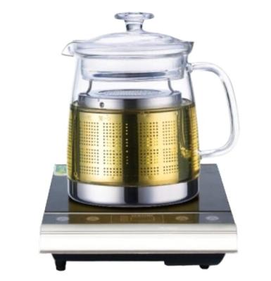 China Fashion design borosilicate glass teapot sustainable water pot with infuser, using with induction cooker for sale