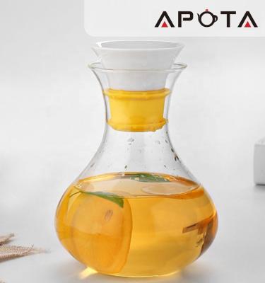 China Sustainable Factory Direct Supply Glass Pitcher Water / Tea Juice Glass Jug With Ceramic Filter Lid for sale