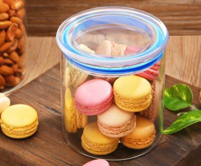 China Free Samples Food Grade Glass Material Honey Cookie Candy Stocked Food Storage Jar for sale