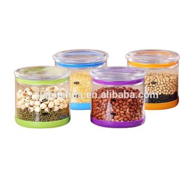 China Simple Cover Fashion 3Pcs Set Airtight Fashion Borosilicate Glass Storage Jar for sale