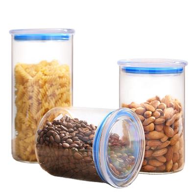 China Sustainable Kitchen Glass Airtight Lid Food Canister Glass Candy Storage Jar for sale