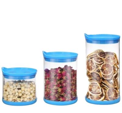 China Who respects the environment; Airtight Storage Design Keep Hot Food Tubed Shape Sell Borosilicate Glass Storage Jar Hot Food Container with Lid and Base for sale