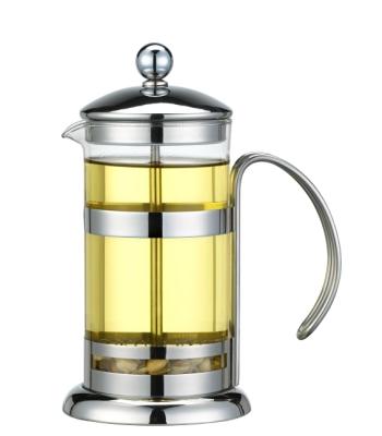 China Viable Hot Sale French Borosilicate Press Coffee Maker Glass Coffee Plunger With Stainless Steel Lid for sale