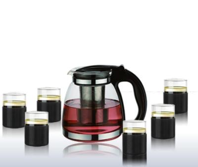 China Viable Hot Sale Stylish Design Coffee Pot Glass Cup Heat Resistant Glass Set for sale