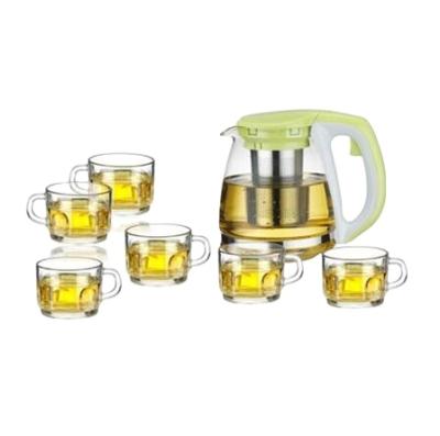 China Viable factory price fashion design pyrex glass teapot and cups set for sale