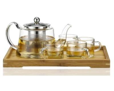 China Sustainable Tea & Coffee & Bamboo Borosilicate Glass Cup & Saucer Heat-Direct Sets for sale