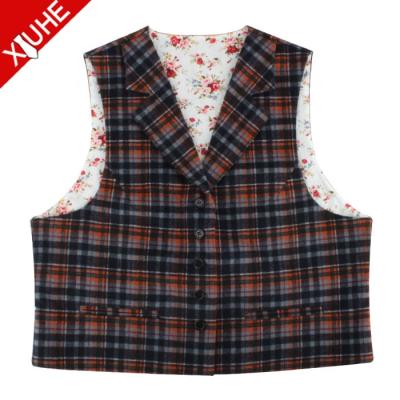 China Wholesale Plaid Floral Design V Shape Fancy Wool Waistcoat Windproof Formal Vest For Women for sale