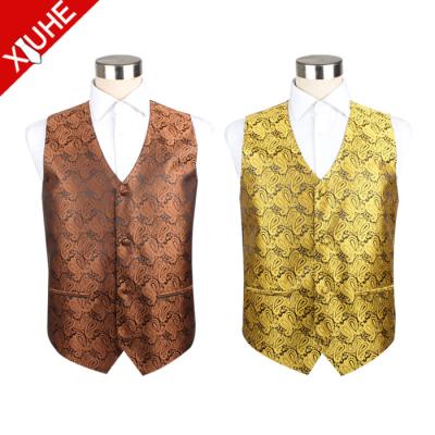 China Chinese Supplier Reasonable Price Anti-Shrink Waistcoats Polyester Paisley Wedding Designer Suits Vest For Men for sale