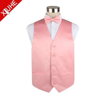 China Latest Fashion Men's Designer Pink Anti-Shrink Professional Fancy Vest 100% Polyester Vests for sale