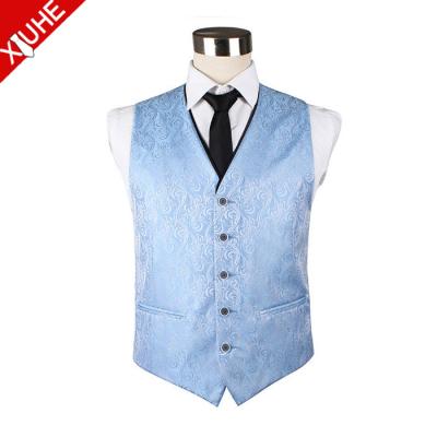 China Plus Size Fashion OEM Mens Waistcoat Silk Woven Available Vest With Trim for sale