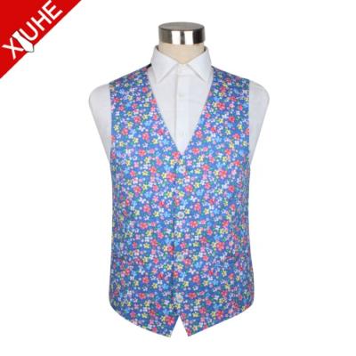 China Designer Anti-Shrink Floral Cotton Print Waistcoats Men's Casual OEM Pockets Invest for sale