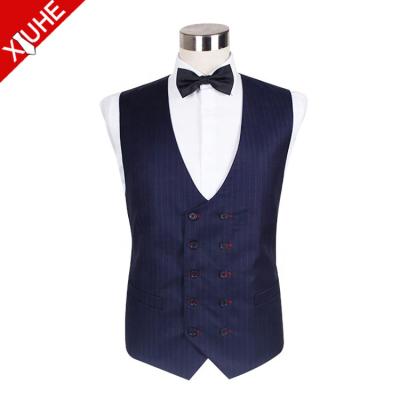 China Sustainable Custom Mens Pockets Cotton Double Breasted Vest for sale