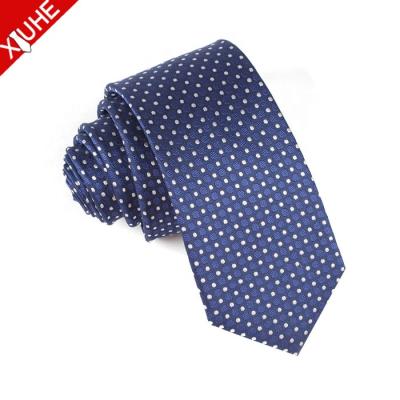 China Yarn Dyed Wholesale Mens Ties 100% Silk Tie Thin Jacquard Woven Neck Ties Royal Blue for sale