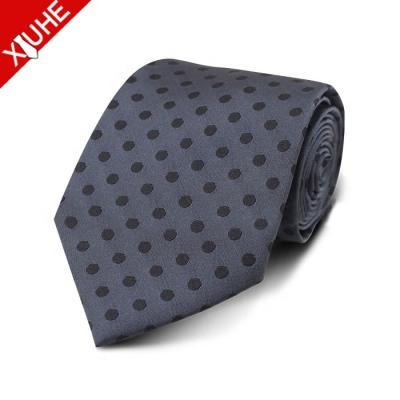 China Perfect Knot Verified Handmade 100% Polyester Woven Extra Tie Off Men's Polka Dot Formal Black Ties for sale