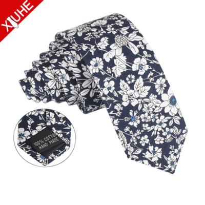 China Custom Handmade Digital Print Mens White Floral 100% Cotton Cotton Ties for sale