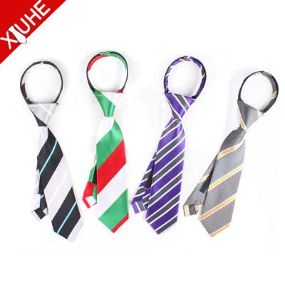 China Custom Stripe Logo Zipper Ties Wholesale Xiuhe Fashion Necktie Stripe for sale