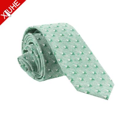 China Wholesale Tie Green Pattern Stripe Diamond Cotton Canvas Tie for sale