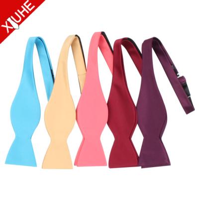 China Colorful Plain Ties Single Party Bowties For Men Cheap Satin Polyester Self Tie Bow Ties for sale