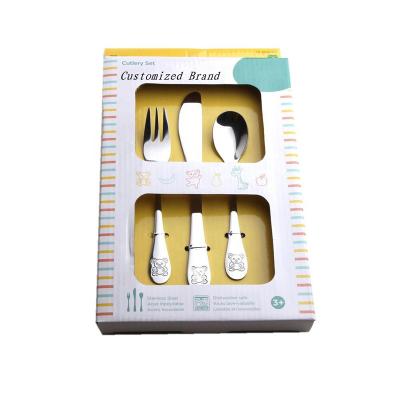 China Sustainable 3 piece children's cutlery, highest quality stainless steel kids utensil set, ideal for home, school or lunchboxes. for sale