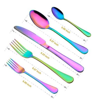 China Rainbow Multicolor Flatware Set Viable 20 Pieces Tableware Set Kitchen Accessories Serving For 4 Knife Fork/Fork/Spoon/Tea spoon/Fruit for sale