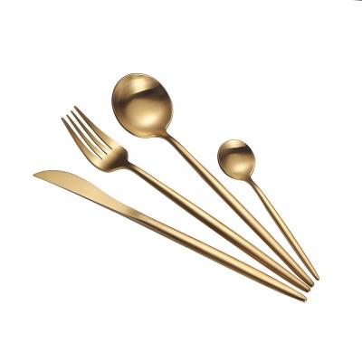 China Viable colorful brushed gold cutipol cutlery set, goa wedding flatware silverware gift for sale