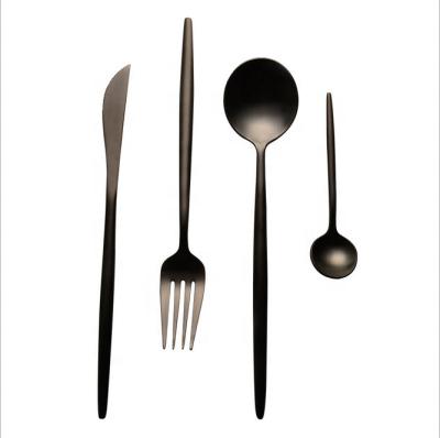 China 304 Stainless Steel Cutlery Dinnerware Set Wedding Party Silverware Set Titanium Black Durable Kitchen Food Tableware for sale