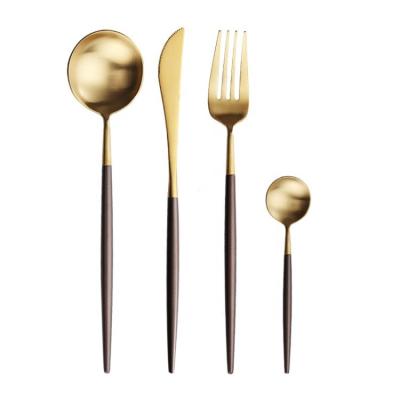 China Brown viable thickening high quality matte stainless steel flatware, wholesale flatware silverware set for wedding event restaurant for sale