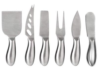 China 6pcs Viable Hollow Handle 420 Stainless Steel Cheese Knife and Fork Set, Mini Butter Pizza Server Besteck Set for sale