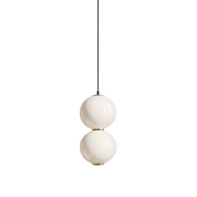 China Modern Simple Luxury Simple Modern Ball Light Combination Lamp Double Light Combination Hotel Restaurant Hotel Restaurant Staircase Milk White Glass Chandelier for sale