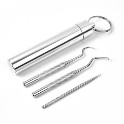 China Protable Stainless Steel Toothpick Care Kit Stainless Steel Oral Cleaning Dental Tools for sale