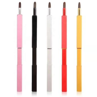 China Hot Selling 2020 Travel Makeup Lip Brush High Quality Portable Retractable Gloss Flat Brush Cosmetic Brush Set for sale