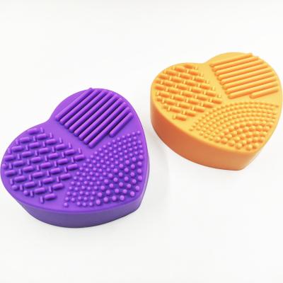 China For Home Cleaning Use Heart Shape Silicone Makeup Brush Cleaner Mat Pad Brush Cosmetic Remover for sale