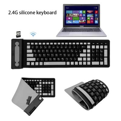 China Waterproof External Wireless 107 Keys Silicone 2.4G Keyboard USB Wireless Receiver For Laptops PC for sale