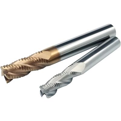 China Lathe Process TUZHI Roughing End Mill Titanium Coating 4 Flute Carbide End Mill Spiral Milling Cutter CNC Router Bit for sale