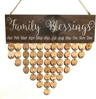 China Eco-Friendly Wooden Family Blessings File Plaque For Home Wall Hanging Sign Board Family And Friends Birthday Reminder Decor for sale