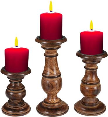 China Wooden candle holder home decoration candle holders, rounded turned, country style idle gift for sale