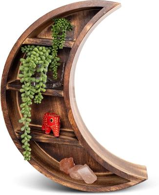 China Rustic Wood Crescent Moon Shelf Easy Assembly Wall Shelf for Wall Decor for sale