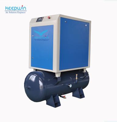 China Lubricated 300L Air Tank Pressure Vessel Integrated 5.5KW Air Rotary Screw Compressor for sale