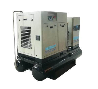 China Lubricated 10HP 190psi Mounted Refrigerate Air Dryer 300L Air Tank Rotary Screw Air Compressor for sale