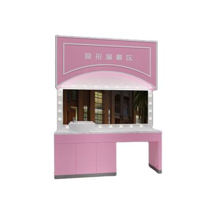 China Customized Design Wall Display Shelving Retail Cosmetic Showcase With Storage for sale