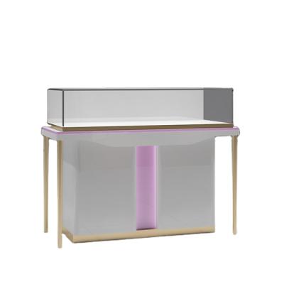 China Customized Design Jewelry Display Showcase Square With Led Light Cake Display Showcase Case for sale