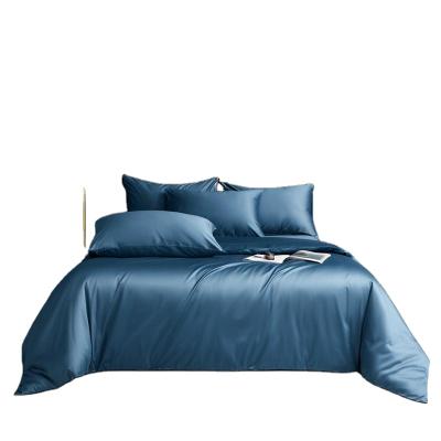 China Solid Color 100s Cotton Series Four-Piece Anti-Static Bed Sheet, Comforter Cover, Pillowcase, Bedding Set, Cotton Super Soft Blue for sale