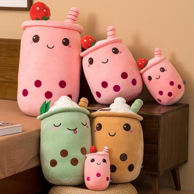 China Kids Gift Kids Play 35cm Boba Fruit Drink Plush Toy Soft Stuffed Pink Strawberry Milk Tea Plush Boba Teacup Toy Bubble Tea Pillow Cushion Kids Gift for sale