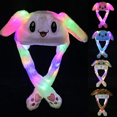 China Toy Girls Cute Animal Plush Bunny Hat Children Gift Kids Airbag Moving Ears Led Light Up Stuffed Costume Rabbit Cosplay Party Winter Hats for sale