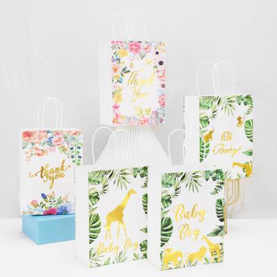 China Baby Shower Paper Gift Bags Wrapping Paper Bag Kids Toys Baby Boy Thank You Paper Bags Birthday Party Supplies for sale